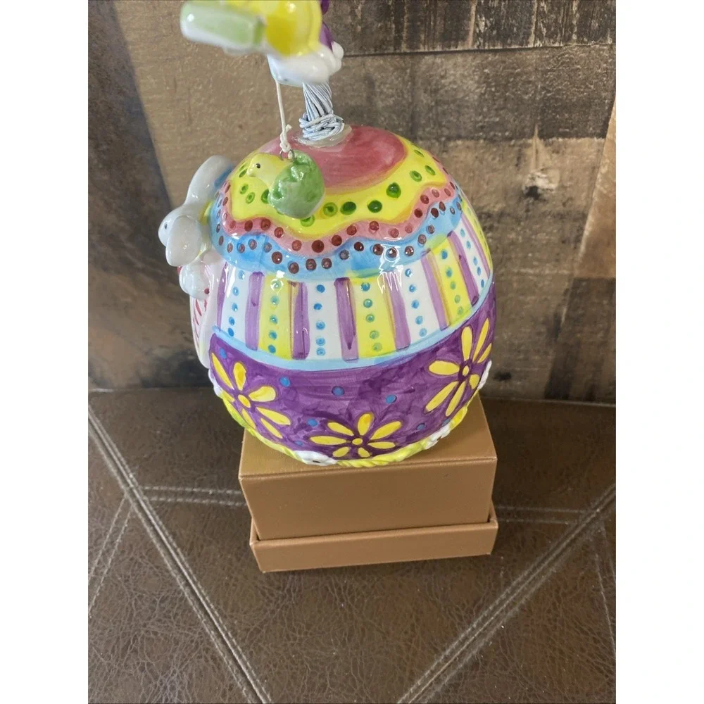 Vintage 90s Porcelain Easter Ornament Tree Whimsical Bunny Chick ~ REPAIR Needed